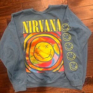 Blue urban outfitters nirvana oversized crewneck